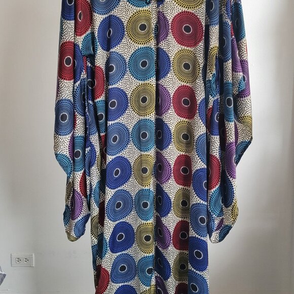 Aya de Cauville African Geometric Print Kimono Maxi Dress (One Size) - Picture 4 of 15